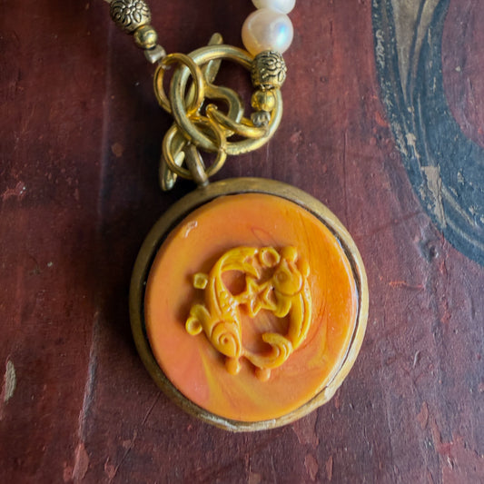 Engraved Glass Pisces necklace
