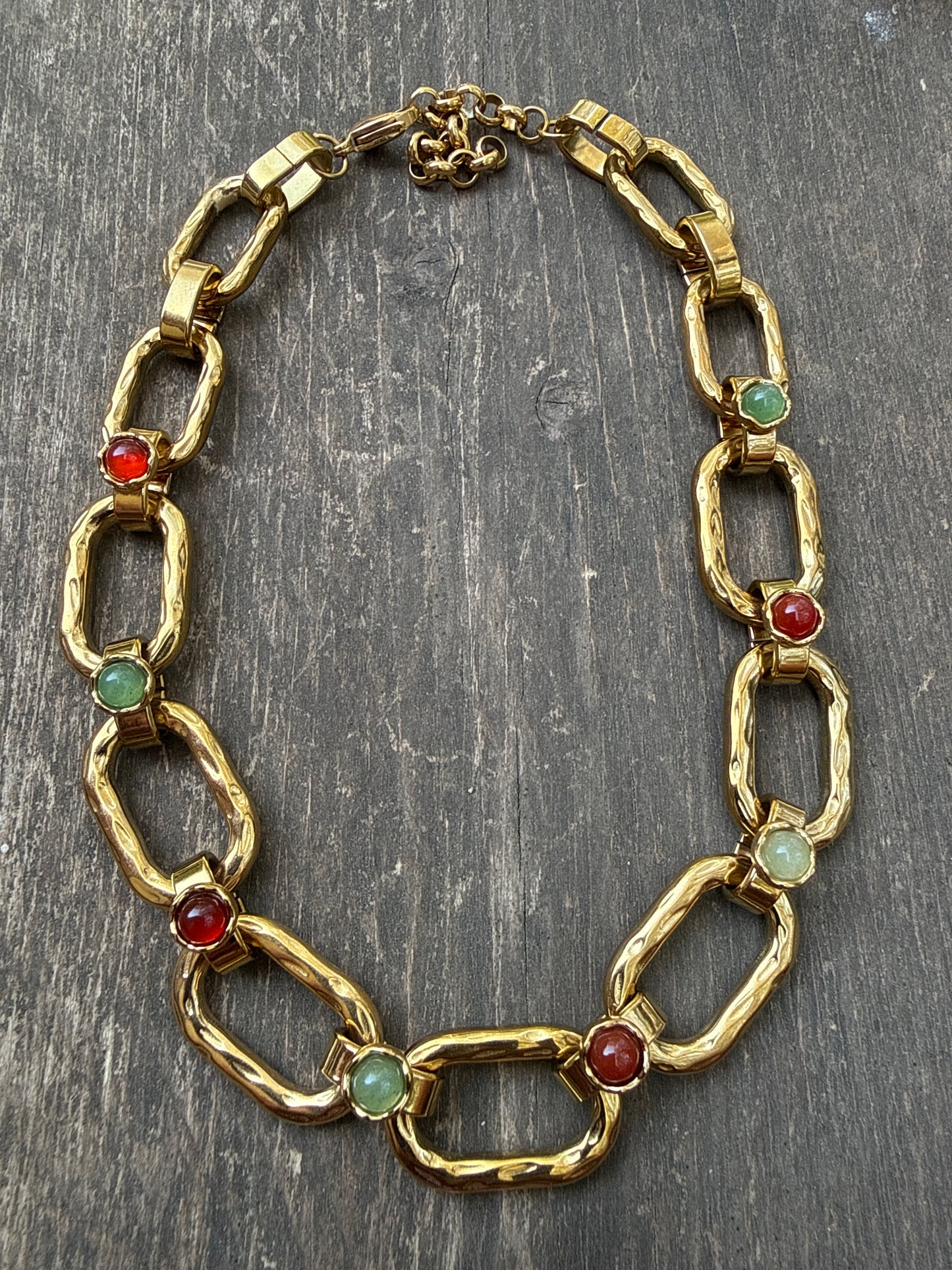 Collana Ottone anni ‘80 con Corniola e agate