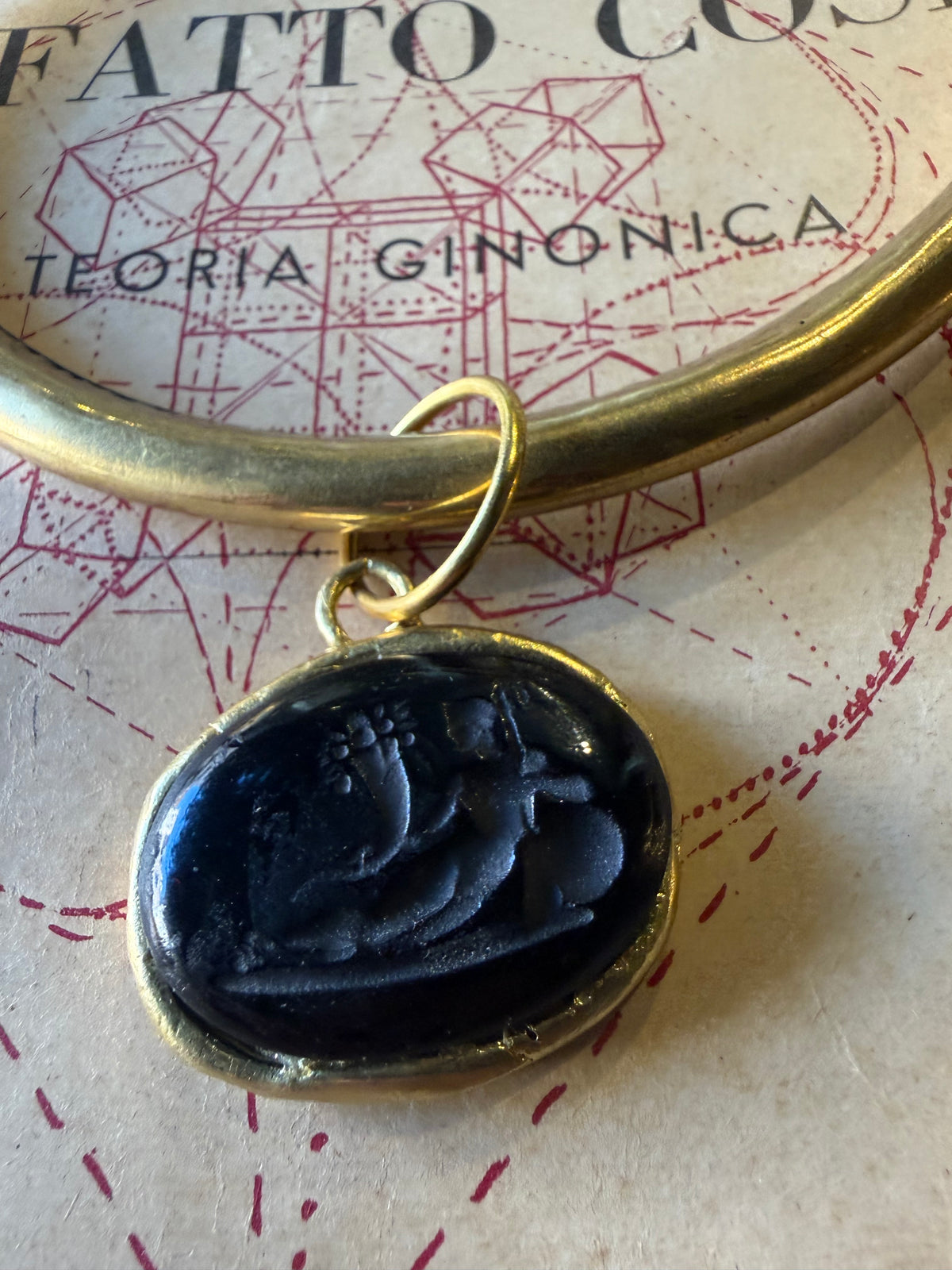 Collana Ottone con ciondolo in Pasta Vitrea