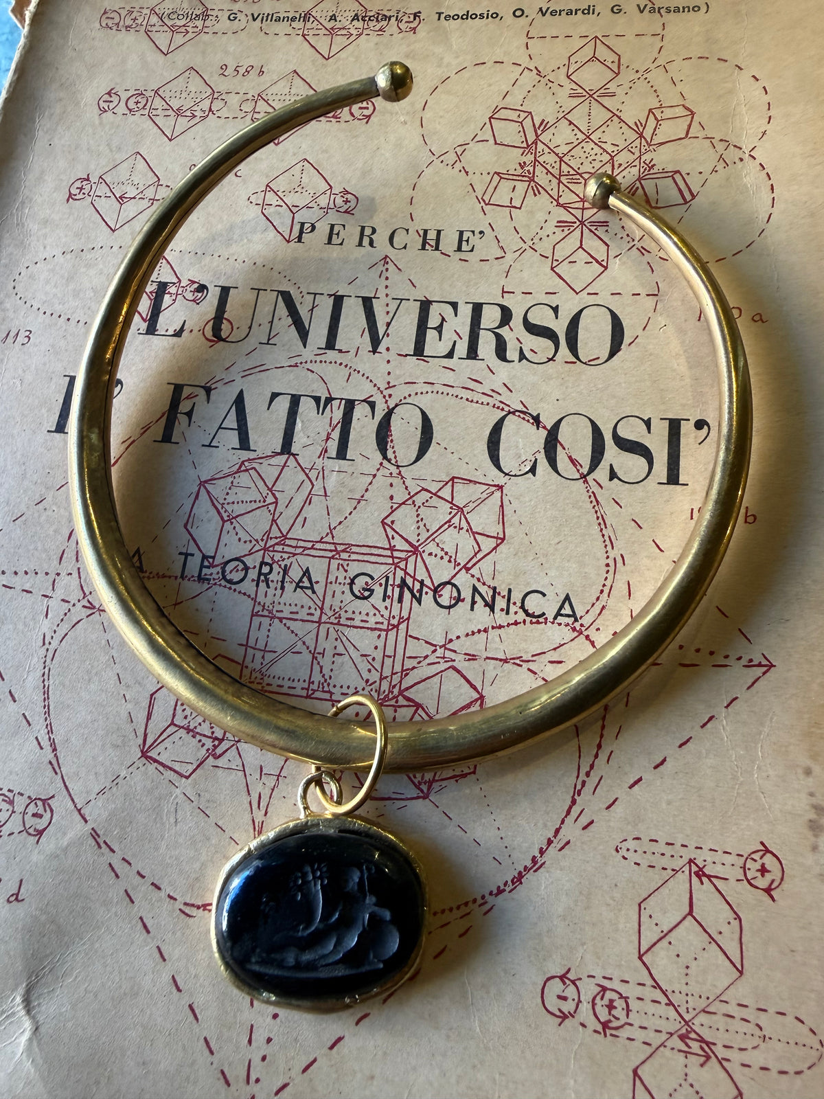 Collana Ottone con ciondolo in Pasta Vitrea