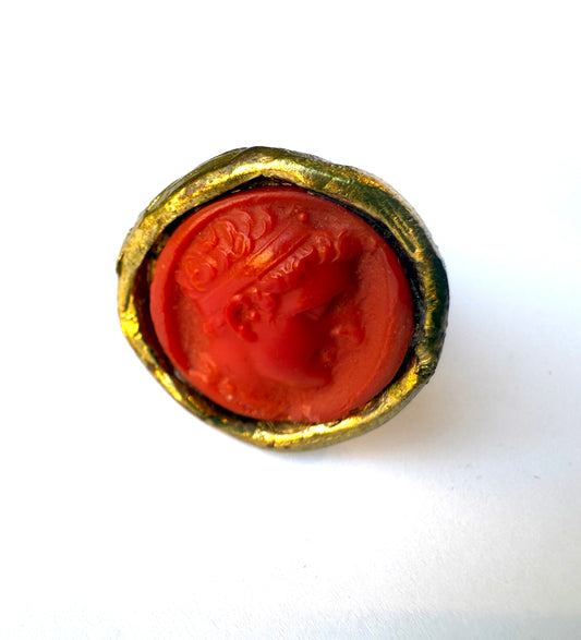 Anello in Pasta Vitrea Corallo rotondo